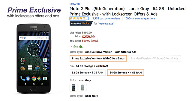Moto G5 Plus via "Amazon Prime Exclusive" Has a Serious Security Bug 