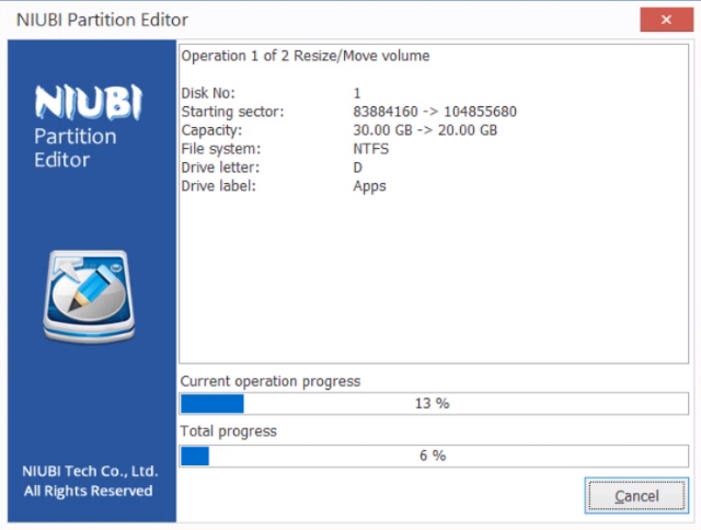 NIUBI Partition Editor Rollback