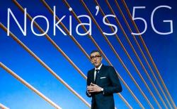 Rajeev Suri, Nokia’s President and Chief Executive Officer, speaks during the Mobile World Congress in Barcelona