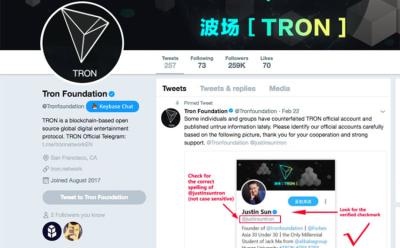 Tronfoundation Fake Account