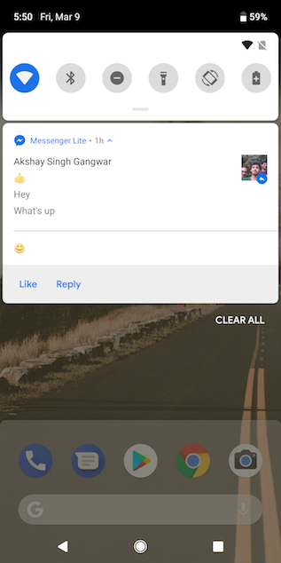 3. Inline Images and Smart Replies in Notification