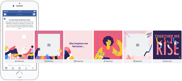 Facebook Adds New IWD Themed Cards, and Tools For Women Entrepreneurs