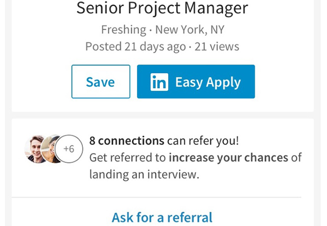 LinkedIn Now Lets You Easily "Ask for a Referral" Before Applying for a Job