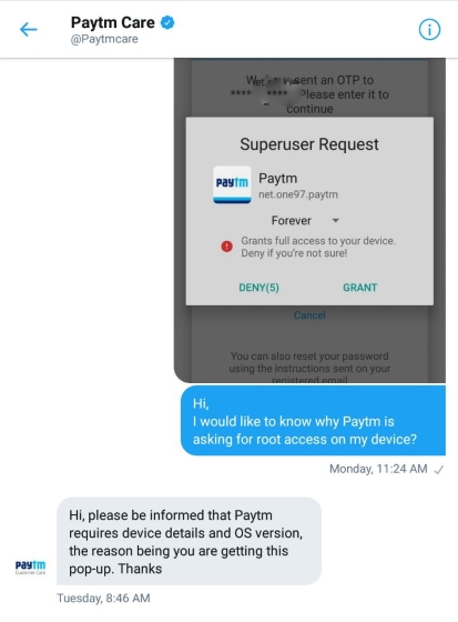 Paytm Care Response