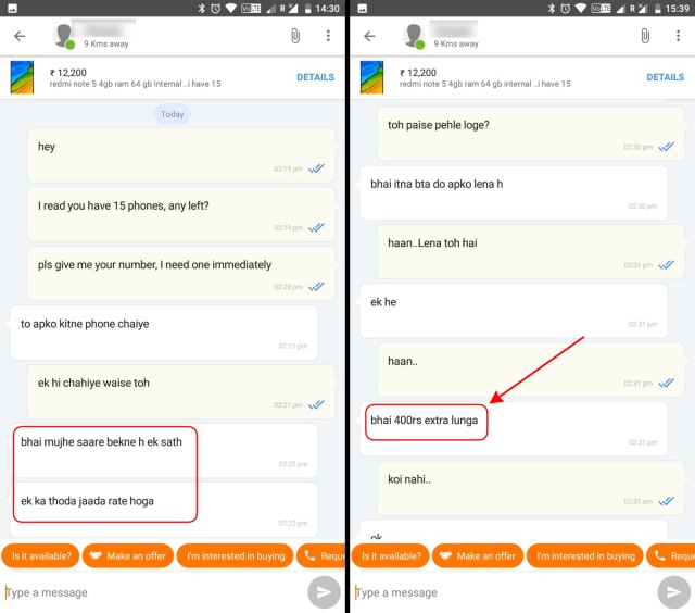 chat xiaomi olx