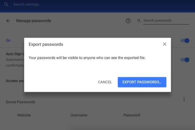 Chrome Dev Lets You Export Saved Passwords to Other Login Managers