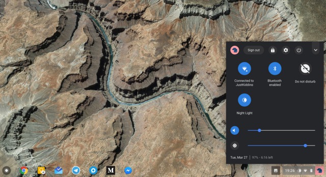 chrome os quick settings