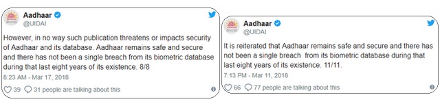 UIDAI Responds To Latest Aadhaar Leaks By Copy-Pasting Old Tweets