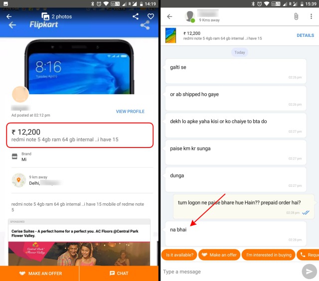 xiaomi redmi note 5 olx chat