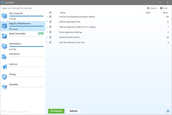 CleanMyPC Registry Cleaner