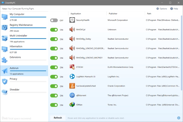 CleanMyPC Startup Configuration