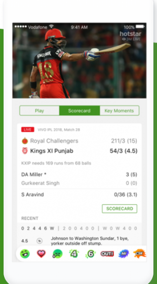 Hotstar's new in-match UI for IPL 2018 (Image: Hotstar)