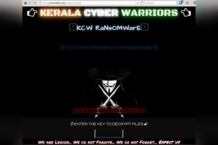 Team Kerala Cyber Warriors Strikes Again, Infects Pakistan Websites with Ransomware
