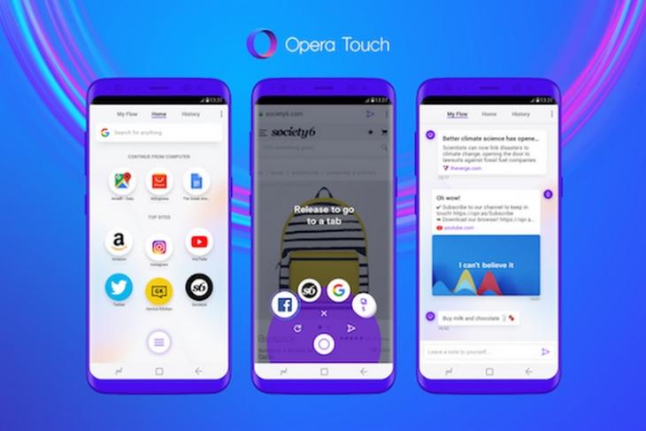 The New Opera Touch Mobile Browser Simplifies One-Handed Browsing, Brings Opera Flow Sync Feature