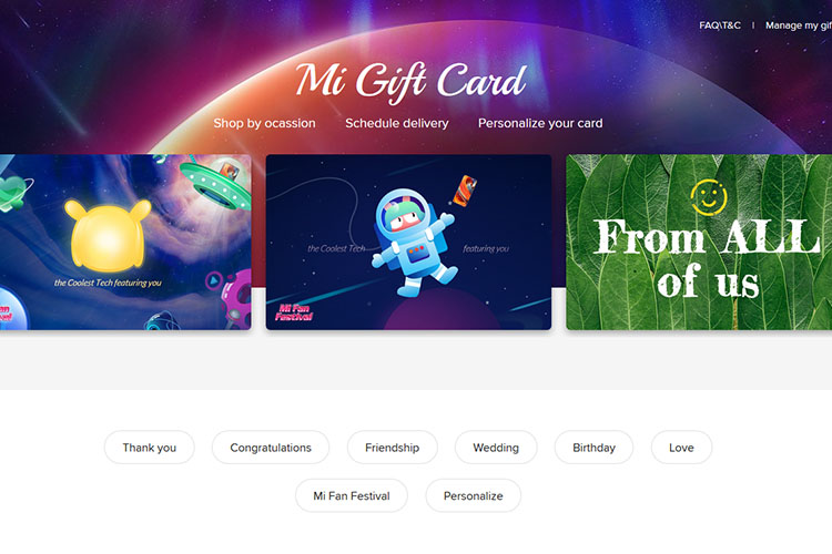 Xiaomi Mi Gift Cards