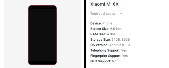 mi 6x specs