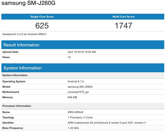 Samsung’s First Android Go Phone Hits Geekbench