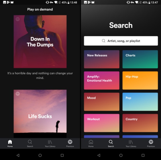 spotify homescreen