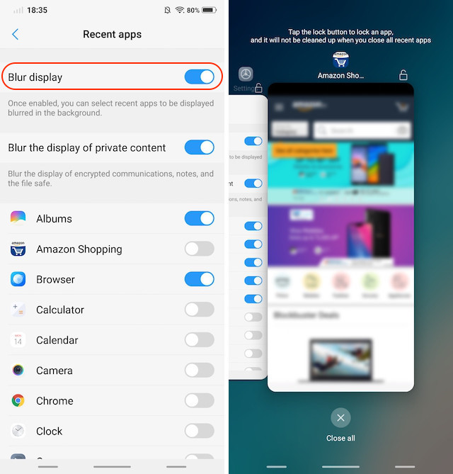 13. Blur specific Apps in ‘Recent Apps' 2