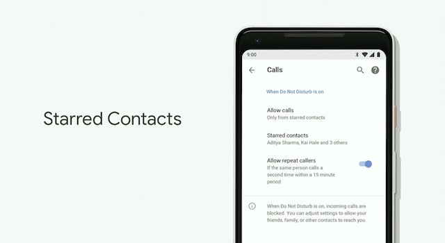 Android P starred contacts