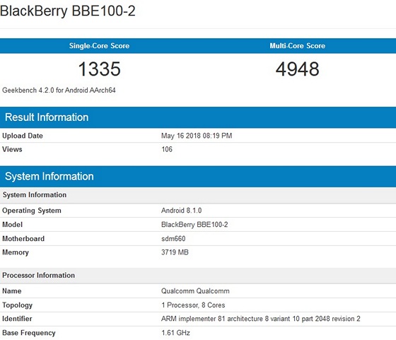 Possible BlackBerry Key2 and Key2 Lite Spotted on Geekbench