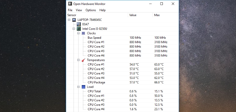 HP Envy 13-ad125TU Temperatures