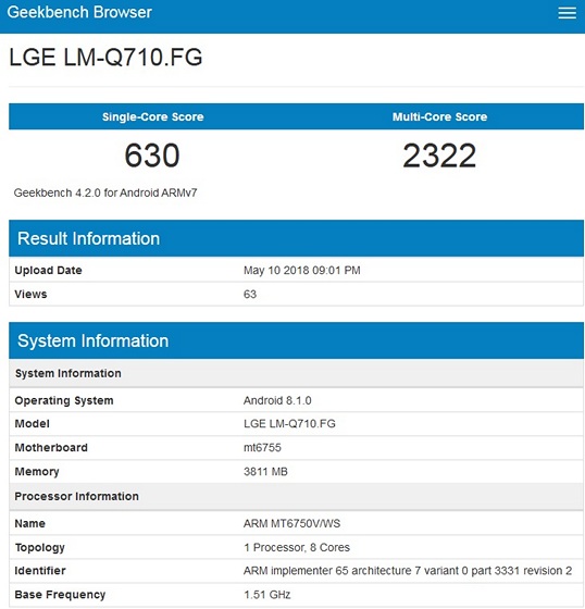 LG Q7 With Helio P10 SoC, 4GB RAM Spotted on Geekbench