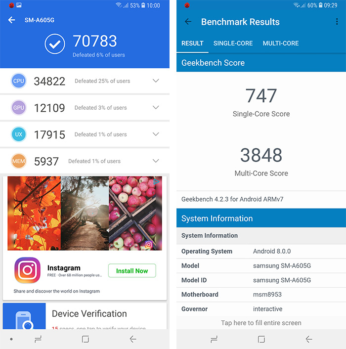 Samsung Galaxy A6 Plus benchmarks