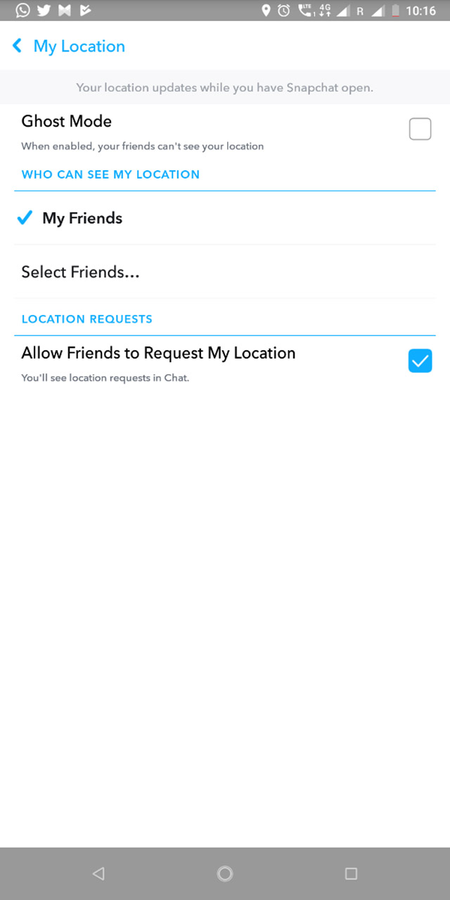 Snapchat Location sharing