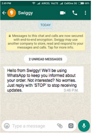 Swiggy Will Start Using WhatsApp Instead of SMS For Order Updates