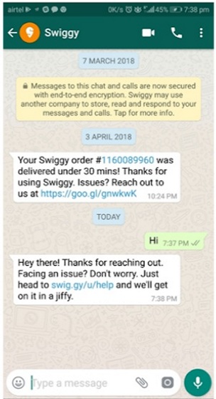 Swiggy Will Start Using WhatsApp Instead of SMS For Order Updates