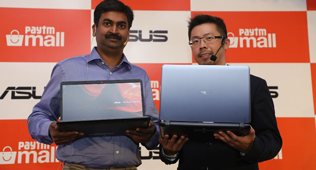 Asus India regional head Leon Yu (left) with Paytm Maill's COO Amit Sinha at the launch event