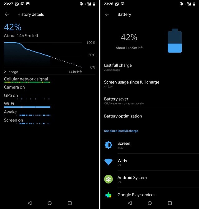 battery status OnePlus 6