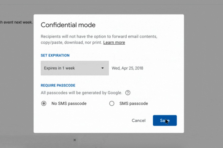 gmail confidential mode