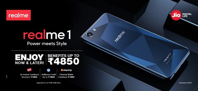 Reliance Jio Offers Benefits up to Rs. 4,850 with the Realme 1