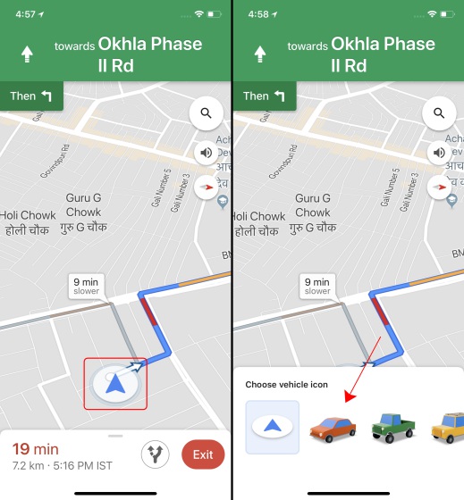 How to Change Navigation Arrows to 3D Cars on Google Maps on iOS Beebom