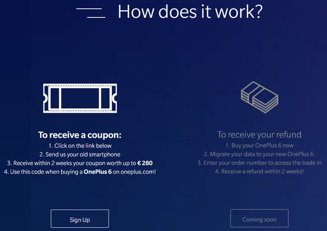 OnePlus Will Give Up to 280 Euros Off on OnePlus 6 In Europe Trade-In Program