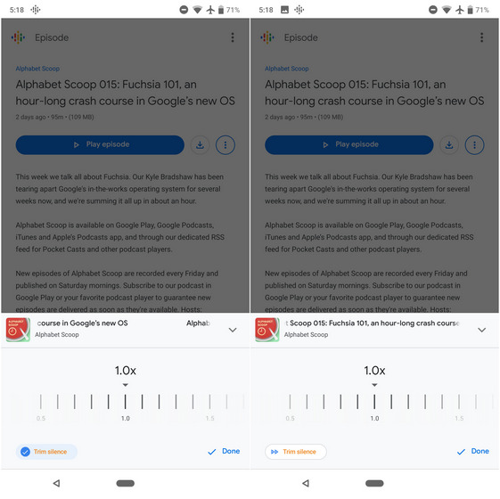 Google Podcasts App Gets ‘Trim Silence’ Option in Latest Update