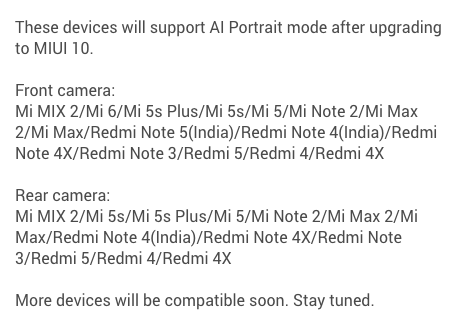 These Xiaomi Phones Will Get Single Camera Portrait Mode With MIUI 10