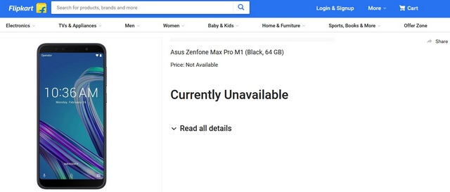 Asus Zenfone Max Pro M1 6GB RAM Variant Shows Up on Flipkart; May be Launched Soon