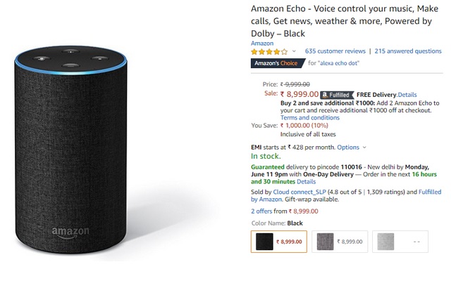 Amazon Slashes Prices of Echo and Echo Dot in India; Now Starting at Rs 4,099