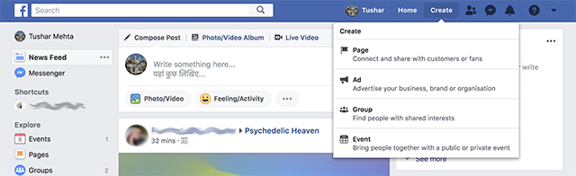 Facebook Adds New "Create" Button to Make Users Use Ads, Events More Frequently