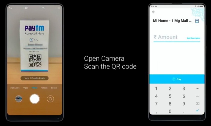 paytm qr code camera miui 10