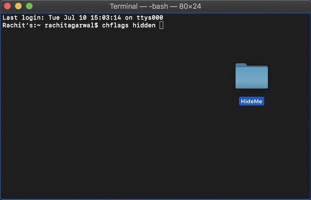 1. Hide a File of Folder Using Terminal Commands 2