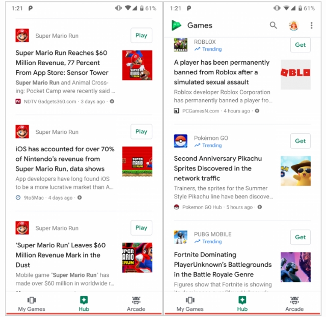 Google Play Games Is Getting a New Gaming News Hub
