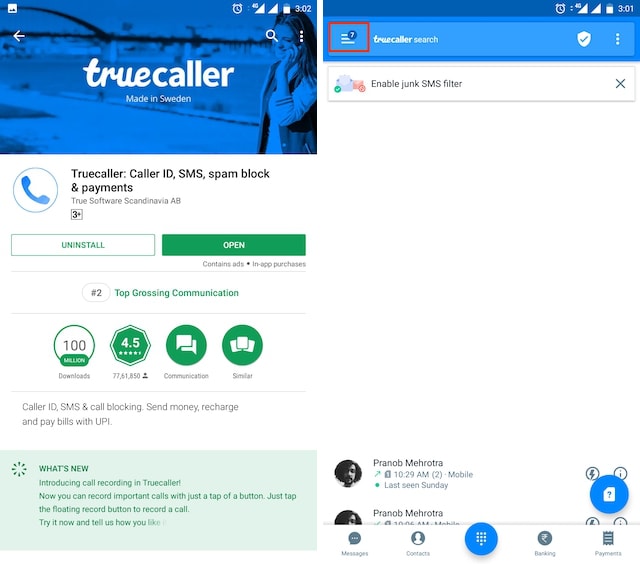 Como gravar chamadas usando Truecaller no Android 1