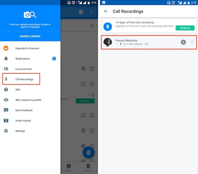 Como gravar chamadas usando Truecaller no Android 6