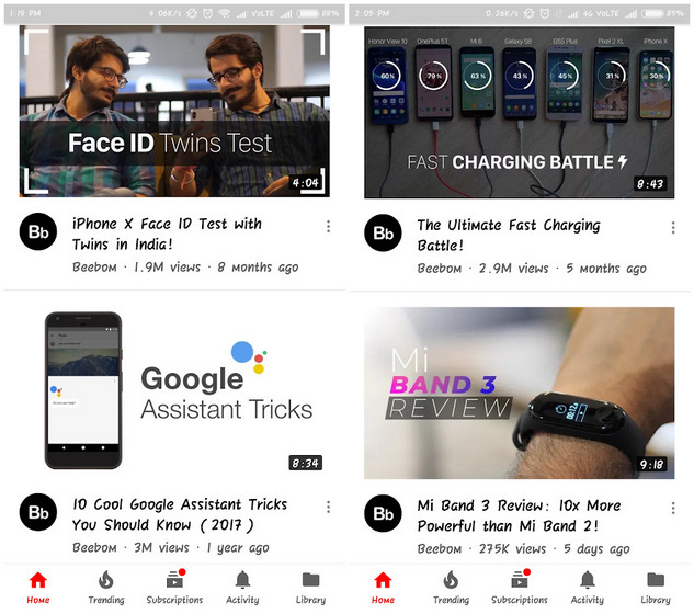 YouTube Android App Now Shows Edge-to-Edge Thumbnails