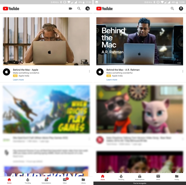 YouTube Incognito Mode on Android Is Rolling out Now