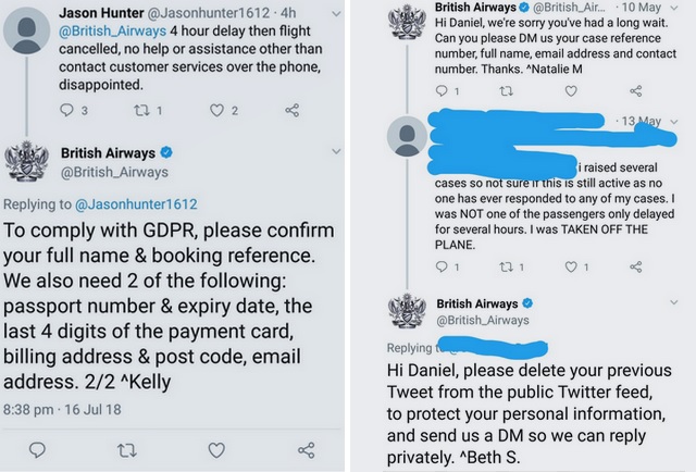 British Airways Publicly Requested User Data on Twitter to “Comply with GDPR”